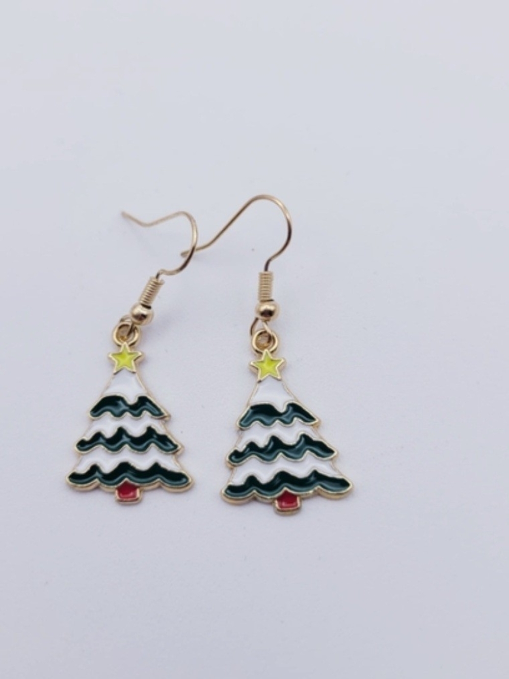 Festive Green Christmas Tree Drop Earrings